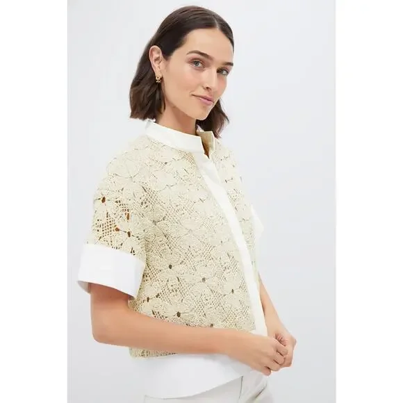 TUCKERNUCK Tan Crochet Sofia Shirt Size XXL NWT Retail $148 Tuckernuck - Picture 7 of 8